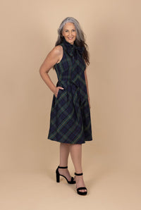 Plaid Tie-Neck Taffeta Cocktail Dress - Tea in the Garden