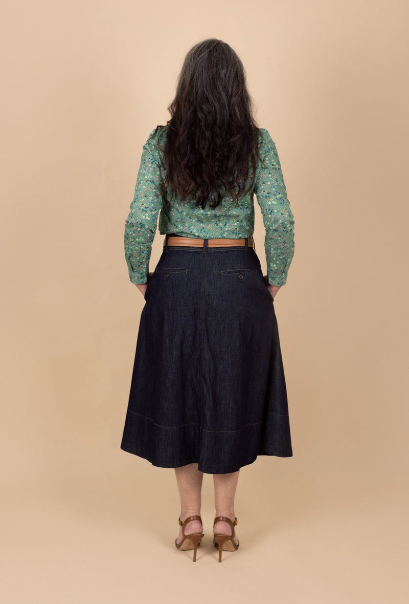 Button Front Denim Skirt - Tea in the Garden