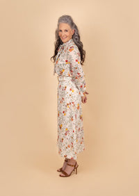 Cotton Voile Shirt & Belted Midi Skirt Set - Tea in the Garden