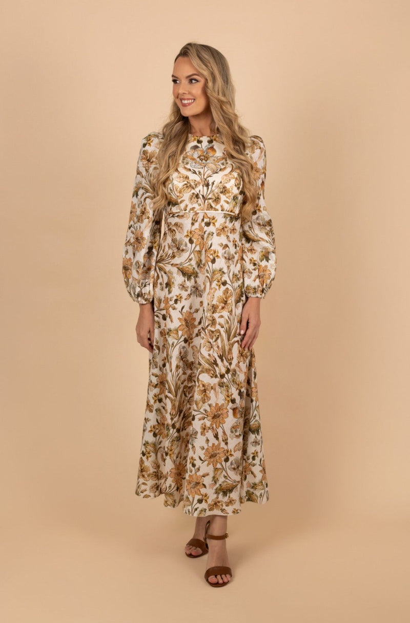 Chintz Floral-Print Midi Dress - Tea in the Garden