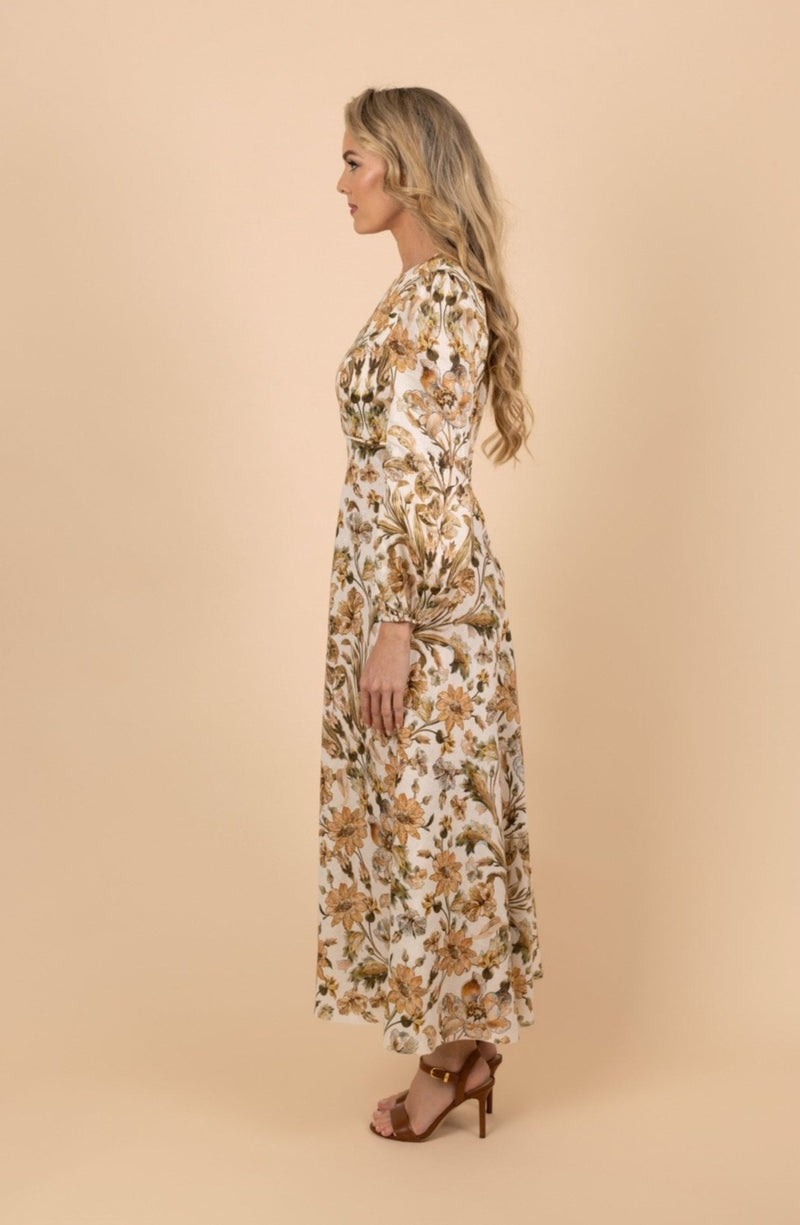 Chintz Floral-Print Midi Dress - Tea in the Garden