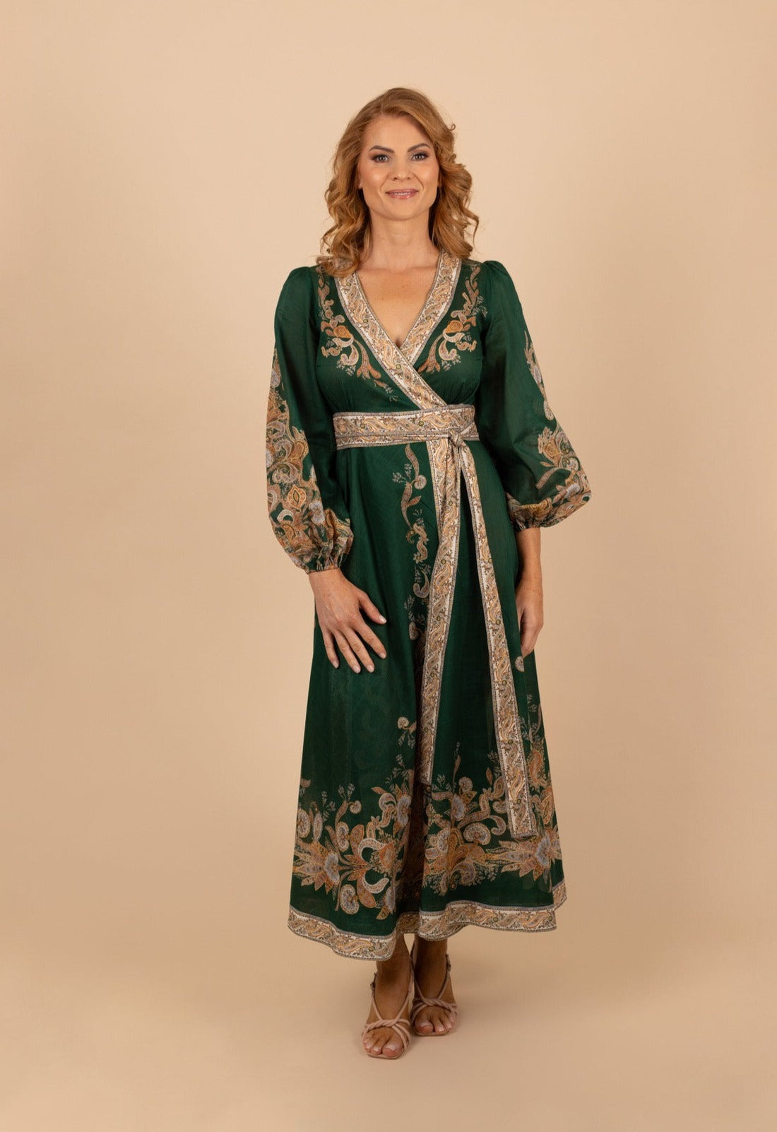 Devi Wrap Midi Dress - Tea in the Garden