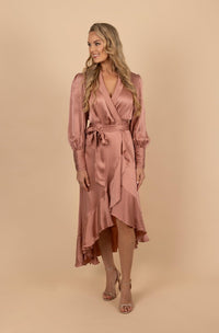 Silk Wrap Midi Dress - Tea in the Garden