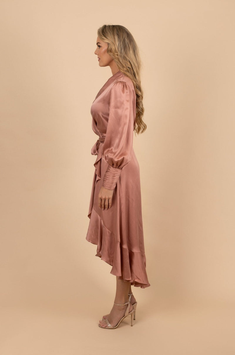 Silk Wrap Midi Dress - Tea in the Garden