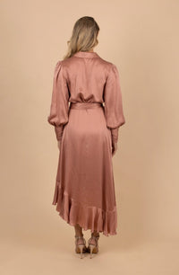 Silk Wrap Midi Dress - Tea in the Garden