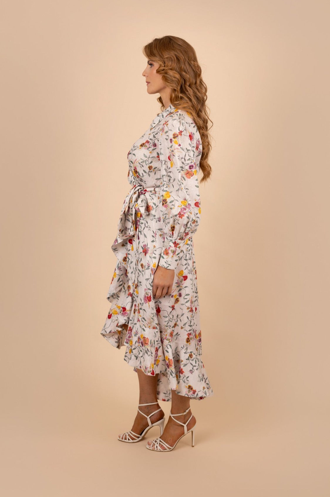 Wrap Midi Ruffle Dress - Tea in the Garden