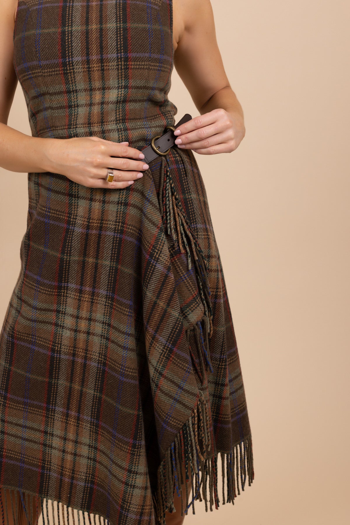 Tea in the Garden | Dress Hire Townsville | Polo Ralph Lauren Plaid Fringe-and-Leather Trim Wrap Dress