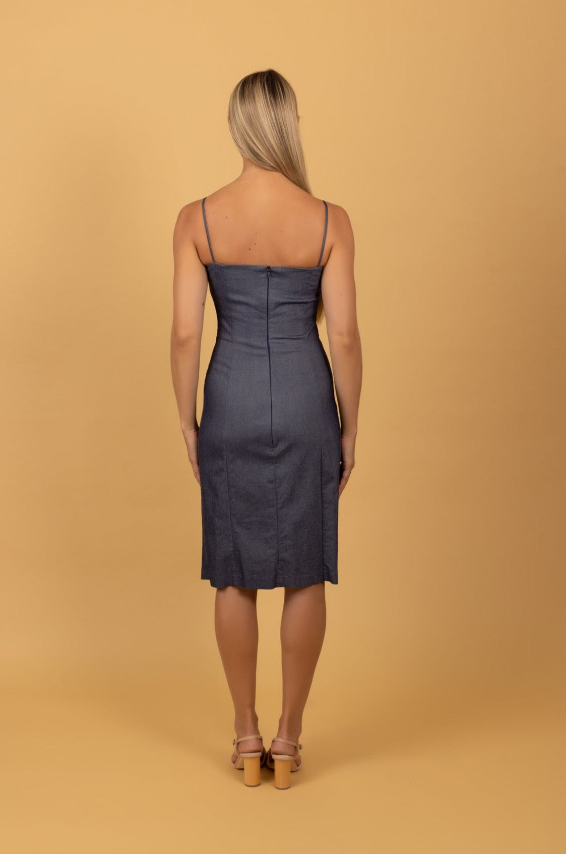 Denim Square Neck Dress - Tea in the Garden